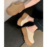歩きやすいニットサンダルレディース 楽ちんシューズボリュームソール かかとなしス… | SUNSHINE CLOSET | 詳細画像1 
