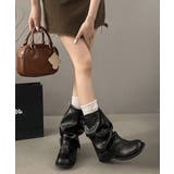 くしゅくしゅ ドレープエンジニアブーツ ベルト付きミドルブーツ | SUNSHINE CLOSET | 詳細画像4