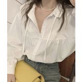 フリル衿ブラウス 長袖タックシャツ韓国風 | SUNSHINE CLOSET | 詳細画像3 