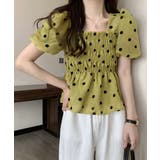 きれいめブラウス半袖 パフスリーブ ペプラムトップススクエアネック着やせ大人可愛… | SUNSHINE CLOSET | 詳細画像10 