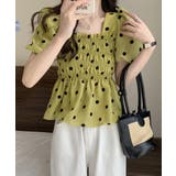 きれいめブラウス半袖 パフスリーブ ペプラムトップススクエアネック着やせ大人可愛… | SUNSHINE CLOSET | 詳細画像11 