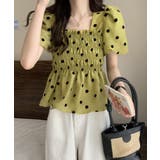 きれいめブラウス半袖 パフスリーブ ペプラムトップススクエアネック着やせ大人可愛… | SUNSHINE CLOSET | 詳細画像13 