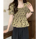 きれいめブラウス半袖 パフスリーブ ペプラムトップススクエアネック着やせ大人可愛… | SUNSHINE CLOSET | 詳細画像7 