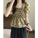 きれいめブラウス半袖 パフスリーブ ペプラムトップススクエアネック着やせ大人可愛… | SUNSHINE CLOSET | 詳細画像8 