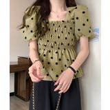 きれいめブラウス半袖 パフスリーブ ペプラムトップススクエアネック着やせ大人可愛… | SUNSHINE CLOSET | 詳細画像9 