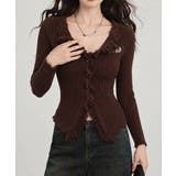 ロゴ刺しゅうワンポイントニットトップス長袖 縦リブスリム カーディガン | SUNSHINE CLOSET | 詳細画像1 