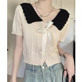 セーラー襟サマーニットレディース 大人可愛いショート丈ニットトップス春夏おしゃれ… | SUNSHINE CLOSET | 詳細画像1 