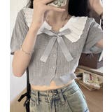 セーラー襟サマーニットレディース 大人可愛いショート丈ニットトップス春夏おしゃれ… | SUNSHINE CLOSET | 詳細画像4 