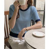 レトロ可愛い配色 パイピングリブニットプルオーバー クルーネックコンパクトニット… | SUNSHINE CLOSET | 詳細画像11 