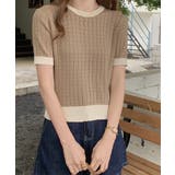 レトロ可愛い配色 パイピングリブニットプルオーバー クルーネックコンパクトニット… | SUNSHINE CLOSET | 詳細画像14 