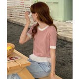 レトロ可愛い配色 パイピングリブニットプルオーバー クルーネックコンパクトニット… | SUNSHINE CLOSET | 詳細画像18 