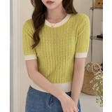 レトロ可愛い配色 パイピングリブニットプルオーバー クルーネックコンパクトニット… | SUNSHINE CLOSET | 詳細画像20 