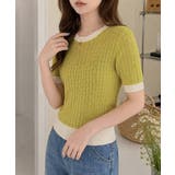 レトロ可愛い配色 パイピングリブニットプルオーバー クルーネックコンパクトニット… | SUNSHINE CLOSET | 詳細画像21 