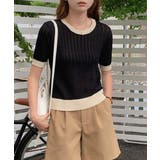 レトロ可愛い配色 パイピングリブニットプルオーバー クルーネックコンパクトニット… | SUNSHINE CLOSET | 詳細画像24 