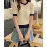 レトロ可愛い配色 パイピングリブニットプルオーバー クルーネックコンパクトニット… | SUNSHINE CLOSET | 詳細画像25 