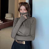 タートルネックトップスカットソー風 春 春服 | ANGELCLOSET | 詳細画像7