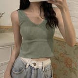 カーキ | タンクトップ Vネックリブニット シンプル | SUNSHINE CLOSET