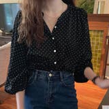 ブラック | ドット柄ブラウス レディース シャツ | SUNSHINE CLOSET