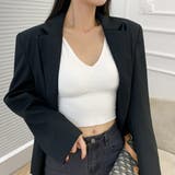 ホワイト | タンクトップ Vネックリブニット シンプル | SUNSHINE CLOSET