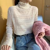 ベージュ | シースルー チュールレーストップス 肌透け | ANGELCLOSET