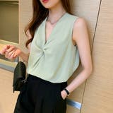 ギャザーブラウスVネックレディースシャツ | ANGELCLOSET | 詳細画像14