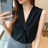 ギャザーブラウスVネックレディースシャツ | ANGELCLOSET | 詳細画像8