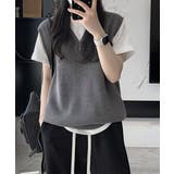 ニットベスト レディースチョッキ 重ね着 | ANGELCLOSET | 詳細画像3