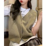 リブニットベスト前開きニットジレVネック | SUNSHINE CLOSET | 詳細画像15