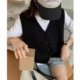 リブニットベスト前開きニットジレVネック | SUNSHINE CLOSET | 詳細画像8