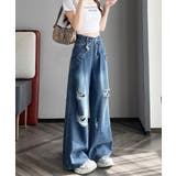 Y2Kダメージデニムパンツ レディース ハイウエスト | SUNSHINE CLOSET | 詳細画像3