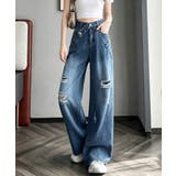 Y2Kダメージデニムパンツ レディース ハイウエスト | SUNSHINE CLOSET | 詳細画像6