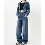 レディース ゆったりレザーパッチジーパン 体型カバーロングパンツ | SUNSHINE CLOSET | 詳細画像8 