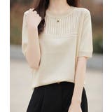 サマーニット クールネックメッシュニット | ANGELCLOSET | 詳細画像1