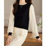異素材ドッキングニットトップスレディース | ANGELCLOSET | 詳細画像1