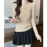 Vネックリブニットトップス ハーフボタン | SUNSHINE CLOSET | 詳細画像1