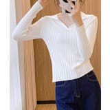 ポロカラー リブニットトップス Vネック | SUNSHINE CLOSET | 詳細画像6