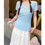 リボンレース付きリブニット Vネック夏服 | ANGELCLOSET | 詳細画像14