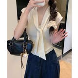 ボウタイサマーニット Vネックトップス | ANGELCLOSET | 詳細画像3