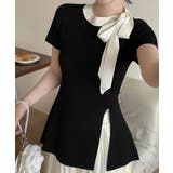 リボン付きニットトップス サイドスリット | SUNSHINE CLOSET | 詳細画像1
