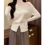 ワンショルダーニットトップス裾ボタン秋服 | SUNSHINE CLOSET | 詳細画像1 