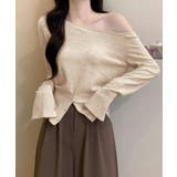 ワンショルダーニットトップス裾ボタン秋服 | SUNSHINE CLOSET | 詳細画像2 