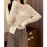 ワンショルダーニットトップス裾ボタン秋服 | SUNSHINE CLOSET | 詳細画像3 