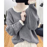 配色ニットプルオーバーラウンドネック秋服 | SUNSHINE CLOSET | 詳細画像1 
