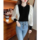 異素材mixニットブラウス レイヤード風 トップス | SUNSHINE CLOSET | 詳細画像3 