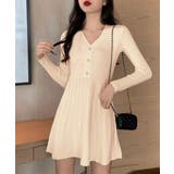 Vネックニットワンピース 飾りボタン付き | SUNSHINE CLOSET | 詳細画像3 