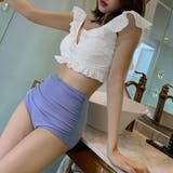 パープルブルー | ハイウエスト水着セット レディース韓国風 | ANGELCLOSET