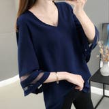 Vネック シャツブラウス レディース夏服 | ANGELCLOSET | 詳細画像1