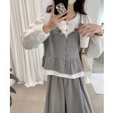 ノーカラーブラウスレディースおしゃれ 重ね着風トップス 前開きシャツ体型カバーフ… | SUNSHINE CLOSET | 詳細画像2 