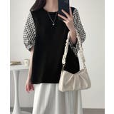 レディース大人カジュアル 韓国風チェック柄袖ドッキングブラウス ボリュームスリー… | SUNSHINE CLOSET | 詳細画像12 