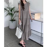 涼感フレアワンピース 体型カバー ギャザーノーカラー無地Aラインワンピ | SUNSHINE CLOSET | 詳細画像13 